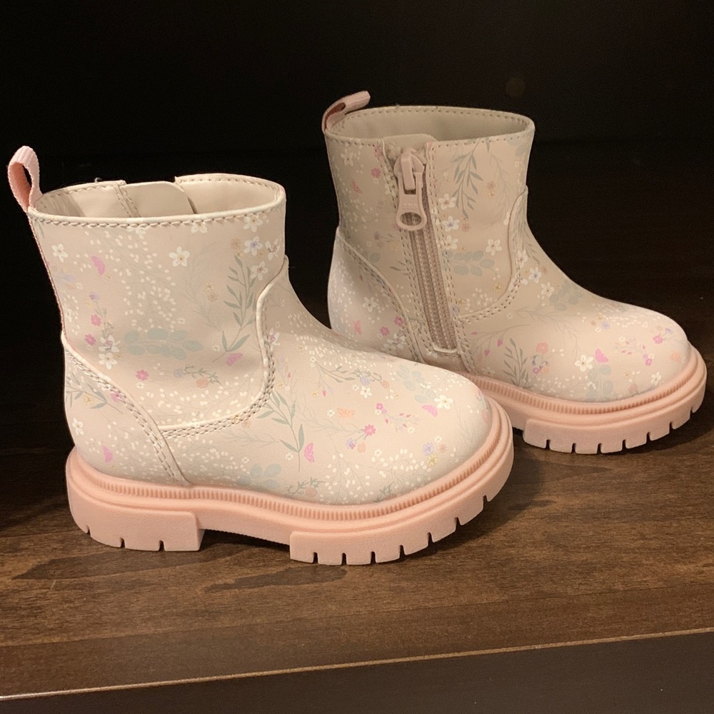 Cat & Jack Pink Floral Boots Size 5